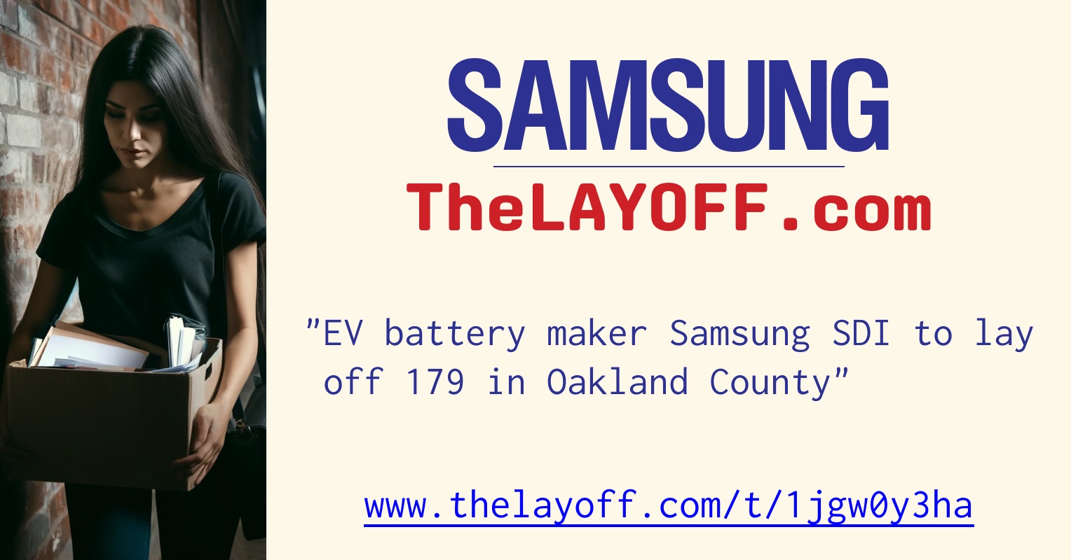 EV battery maker Samsung SDI to lay off 179 in Oakland County post
