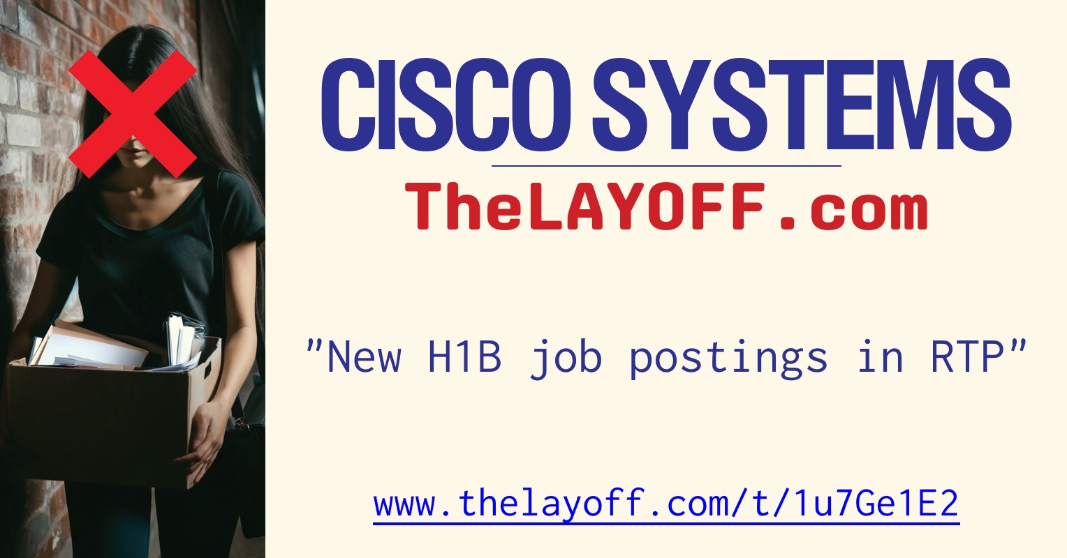 New H1B job postings in RTP - post regarding Cisco Systems Inc 